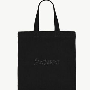YSL Saint Laurent Black Fleece Tote Embroidered New with Box